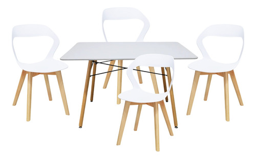 Set Comedor Mundo In Mesa Oslo Blanca Con 4 Sillas Moura