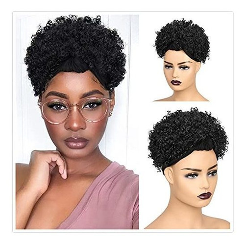 Pelucas - Fave Short Afro Kinky Curly Turban Wig Synthetic H