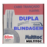 Cabo Coaxial Bipolar 80m Dupla Blind. 4mm 80% Cftv Multitoc