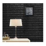 Lamina Papel Mural Autoadhesivo 3d Ladrillo Negro 70x77