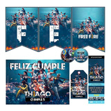 Kit Free Fire  Impreso Cumple Banderín Invitaciones Stickers