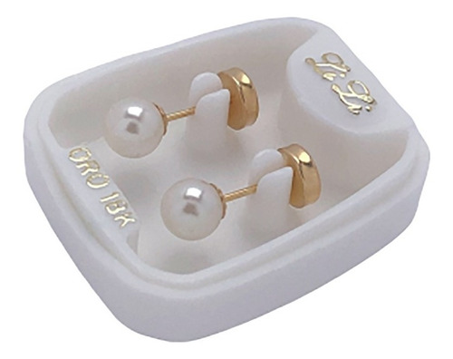 Aros Abridores Oro 18k Perla De 5 Mm 