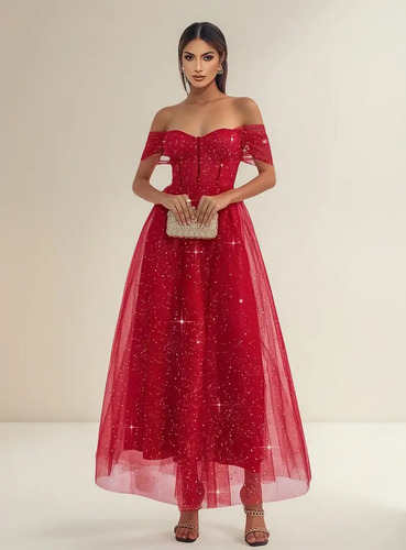 Vestido Largo Princesa Tul Strapless Sexy Elegante