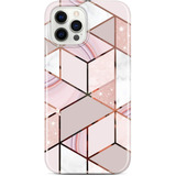 Funda Para iPhone 12 Pro Max - Marmol Rosa Con Glitter