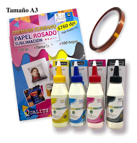 Super Combo Sublimacion Tabloide - Tintas + Papel A3 + Cinta