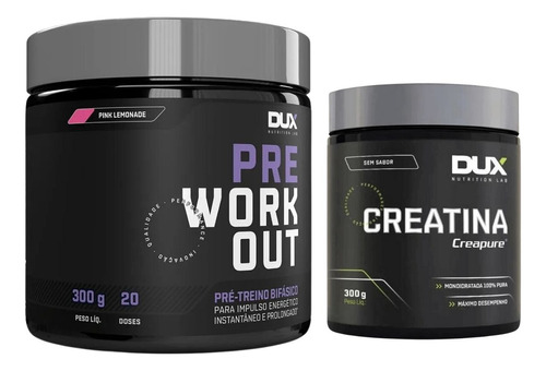 Creatina Creapure 300g E Pré Workout 300g Dux Nutrition