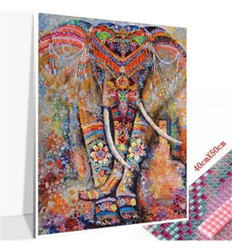 Bordado Pintura Diamante - 5d Diy Elefante Hindú 40x50cm