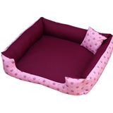 Cama Para Cachorro Médio Grande Caminha Pet G 70x70 C Ziper Cor Vinho Coroinhas