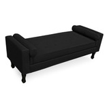 Recamier Quarto Sala King 195cm Fênix Suede Preto