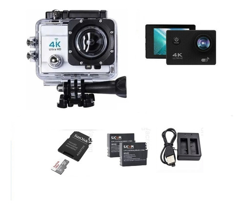 Câmera 4k Ação Sport + Sd 64gb+ 2 Baterias Extra+ Carregador