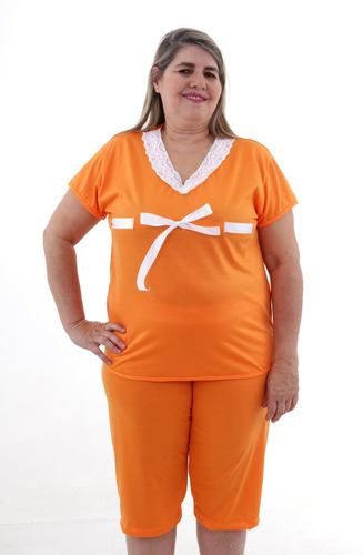 Pijama Capri Pescador Malha Fria Plus Size