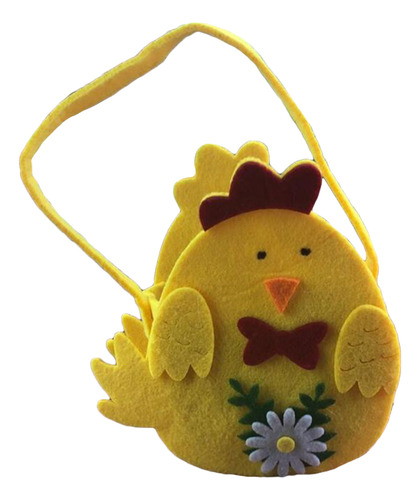 Cesta De Huevos De Pascua Amarilla Con Estampado De Pollitos