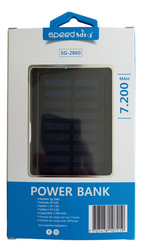 Bateria Solar De 7200mah Power Bank Solar Carga En 7.5h