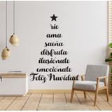 Vinilo Navidad Árbol Ríe Ama 30x25 Para Pared, Vidriera