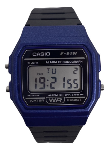 Reloj Casio Seminuevo Azul Unisex Modelo F-91wm-2acf