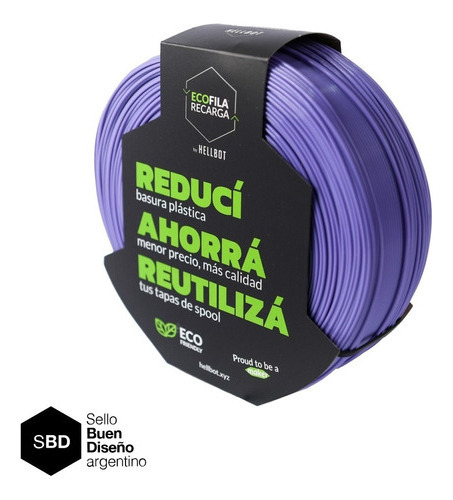 Filamento Pla 1.75mm Hellbot Ecofila - 1kg - Impresion 3d Color Violeta