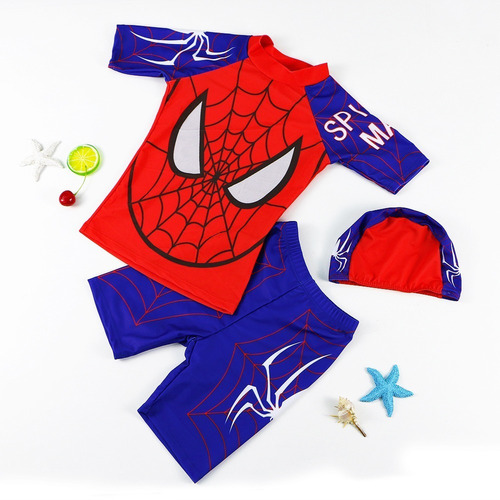 Bañador Y Gorro De Natación Para Niños Spiderman/dinosaur