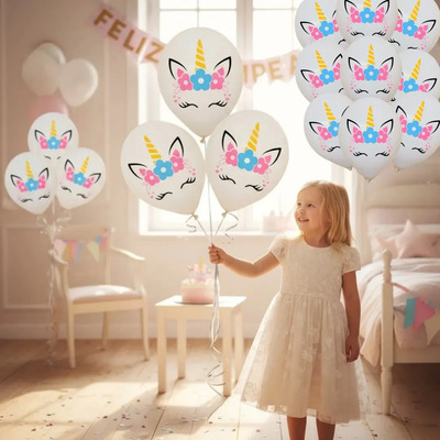 50 Globos Blancos De Unicornio Látex 9 A Cuatro Tintas | MercadoLibre