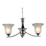 Lampara Colgante Metal Cromo 3 Tulipas Vidrio Elegante