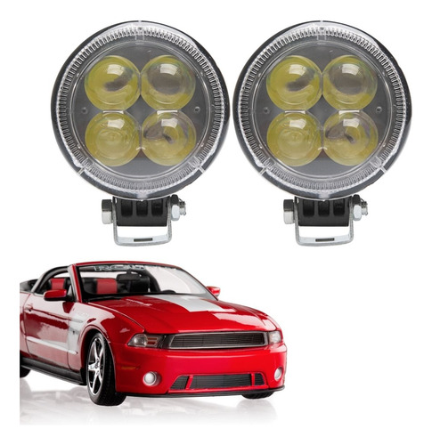 2 Farol Milha 12w Led Redondo12v 24v Carro Offroad 6000k