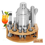 Cocktail Bar Set Kit 12 Piezas Con Base Utensilios De Bar