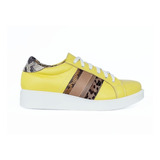 Zapatillas Urbanas De Mujer Gravagna 218 Cuero Amarillo Comb