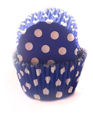 Capacillos N°5 Para Cupcakes Azul Con Lunares 100 Unidades