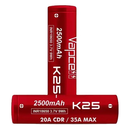 Bateria Vapcell 18650 K25 2500 Mah Original Con Estuche Rs