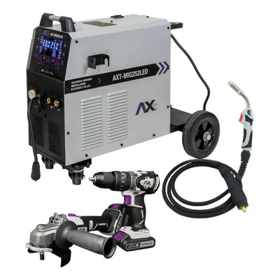 Soldadora Industrial Multiproceso Ax Tech 252led Con Taladro Gris Oscuro | Meses sin interés