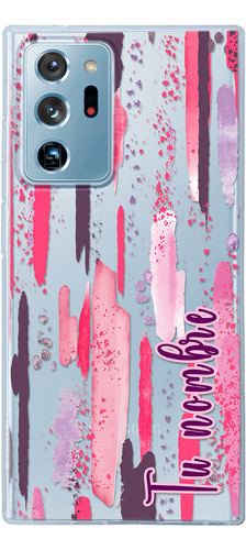 Funda Para Galaxy Mujer Manchas Pintura Rosa Con Nombre