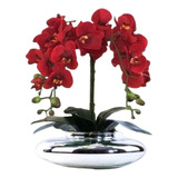 Arranjo Flores Realistas 4 Flores 3d Vermelhas Vaso Grande