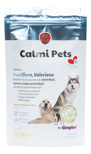 Tabletas Calmi Pets Con Pasiflora Y Valeriana Para Perros