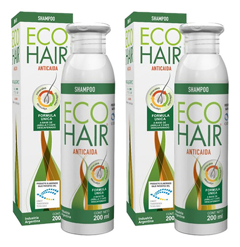 Eco Hair Anticaída Kit 2 Shampoo Fortalecedor X 200 Ml