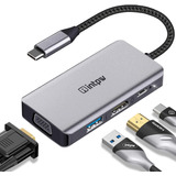 Usb C Hub, Usb . Typec A Adaptador Hdmi Vga Con K Hdmi,...