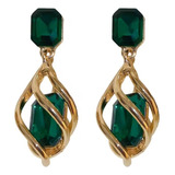 Aretes Pendientes Mujer Fino Delicado Dama Dorado & Verde