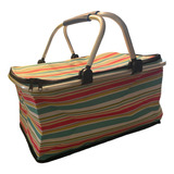 Bolso Termico Plegable Lineas Verdes Cooler Canasta Picnic