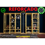 Conjunto Kit 2 Estante Aparador P Sala Com Divisorias