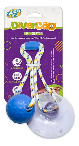 Brinquedo Para Cachorro Pet Push Ball Bola 55mm Azul