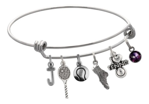 Pulsera Tenis Dije Raqueta Tenis Pelota Personalizado Letra