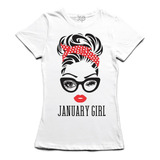 Playera Mujer Enero, January Girl, Bandana, Pañuelo, Guiño  