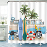 Juego De Cortinas De Ducha De Tela Riyidecor Surf Rv Para De