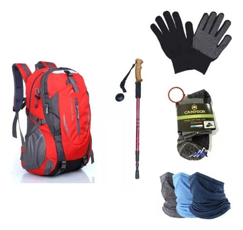 Pack Mochila 40l 1 Baston + Guante Capa + Bandana + Calceta