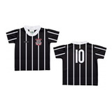 Camiseta Bebê Corinthians Listras Preta - Torcida Baby