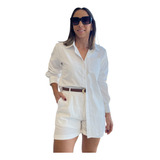 Conjunto Feminino Casual Moderno Moda Camisão Over  Comfy