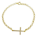 Pulseira Portuguesa Ouro 18k 750 Crucifixo