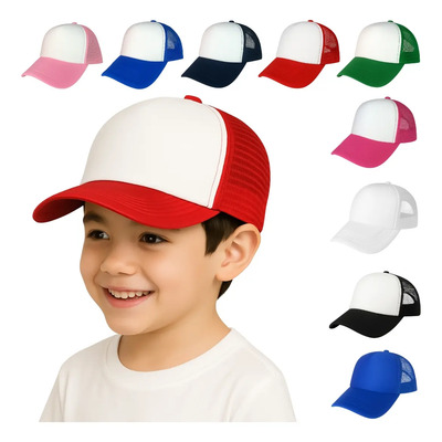 Gorra Trucker Infantil De Malla Esponja Camionero P Sublimar Color B/rojo Liso