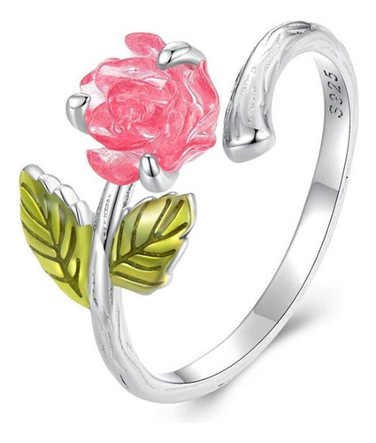 Anillo Ajustable Para Mujer Rosa Cambia Color En Plata 925