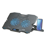 Base Para Notebook Gamer Cooler Luces Led Celular Noga Za15 Color Negro Color Del Led Azul
