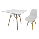 Kit Mesa Jantar 90cm Quadrada Mdf Eiffel Com 1 Cadeira Np