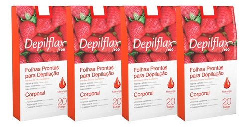 80 Folhas Prontas Depilação Corporal Depilflax Morango